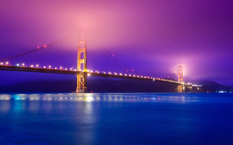GOLDEN GATE COLOURFUL GICLEE CANVAS ART PRINT POSTER