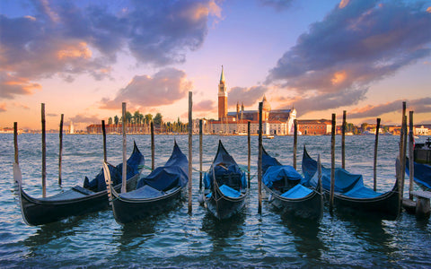 GONDOLAS VENICE ITALY GICLEE CANVAS ART PRINT POSTER