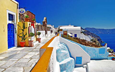 GREECE OIA SANTORINI GICLEE CANVAS ART PRINT POSTER