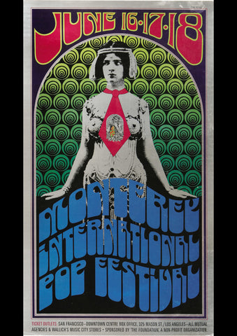 MONTEREY INTERNATIONAL POP FESTIVAL 1967 VINTAGE CONCERT POSTER REPRINT