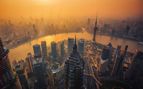 SHANGHAI SKYLINE GICLEE CANVAS ART PRINT POSTER