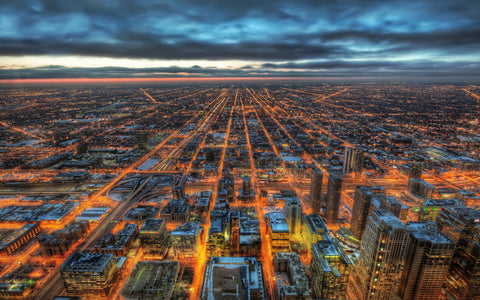 SHINING CHICAGO GICLEE CANVAS ART PRINT POSTER