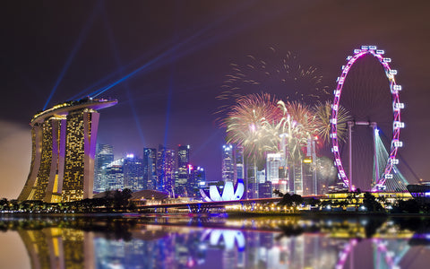 SINGAPORE LIGHTS GICLEE CANVAS ART PRINT POSTER