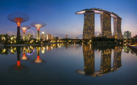 SINGAPORE SUNSET GICLEE CANVAS ART PRINT POSTER