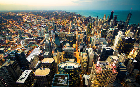 SKYSCRAPERS OF CHICAGO GICLEE CANVAS ART PRINT POSTER