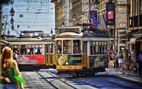 STREETS OF LISBON GICLEE CANVAS ART PRINT POSTER
