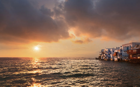 SUNSET MYKONOS GREECE GICLEE CANVAS ART PRINT POSTER