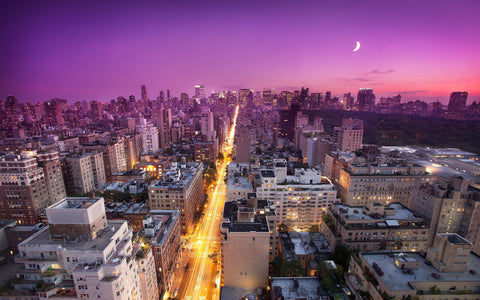 SUNSET NEW YORK GICLEE CANVAS ART PRINT POSTER
