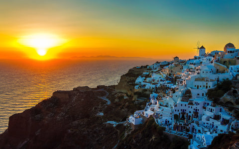 SUNSET OIA SANTORINI GREECE GICLEE CANVAS ART PRINT POSTER