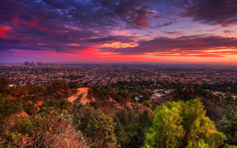 SUNSET OVER LA GICLEE CANVAS ART PRINT POSTER