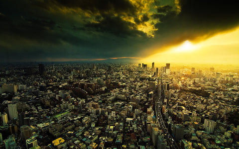 TOKYO SUNSET GICLEE CANVAS ART PRINT POSTER