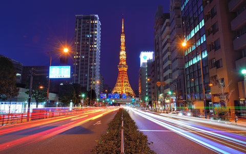 TOKYO TOWER NIGHT GICLEE CANVAS ART PRINT POSTER