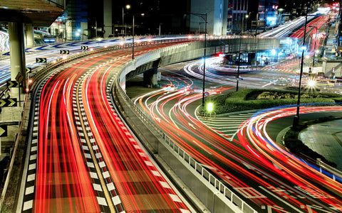 TOKYO TRAFFIC NIGHT GICLEE CANVAS ART PRINT POSTER